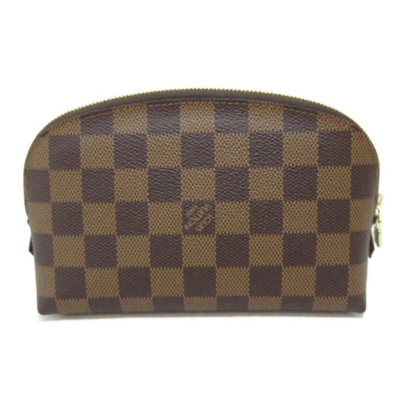 LOUIS VUITTON Pochette Cosmetic PM Pouch purse Damier canvas Brown Used - Picture 1 of 8